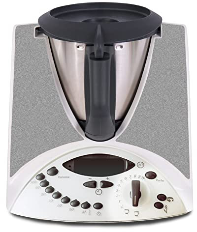 Deko Schutz Aufkleber kompatibel mit Küchenmaschine Thermomix TM31 Design Sticker Klebefolie Zubehör Küchengerät wasserfest selbstklebend R182 (02 Glitzer Hellgrau)