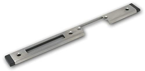 world-trading-net - Cerradero para puertas izquierdas, altura 243 mm, para abrepuertas eléctricos, acero inoxidable (stainless), con pestillo y hueco para cerrojo