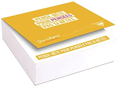 Clairefontaine 116019C - Un Bloc Mémo de 250 Feuillets Imprimés Détachables Papier Blanc 90g - 9,8x9,8 cm - Texte Original sur le dessus - Collection Jemedisais