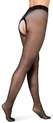 BANANALU 20 Collants Ouverts avec entrejambe ouvert Grande ouverture Plus, Schwarz, XL