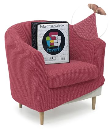 FAVERTI® Funda Super Elástica de Sillón Club con Funda de Asiento, Compatible con los sillones de IKEA TULLSTA y BAKLA | Modelo NOVELE | Fucsia Claro | Tejido Jacquard de Calidad Tacto Algodón