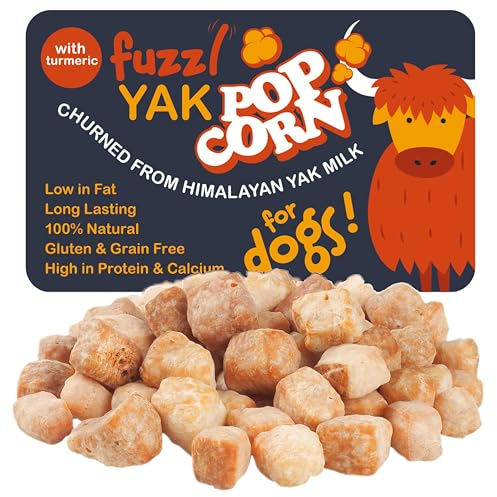 Fuzzl Natural Yak Chew Bites 120g Large Pack - Premium Dog Treats With Turmeric and Himalayan Yak Milk - Long Lasting Training Chews for Dogs - Healthy Dog Treats