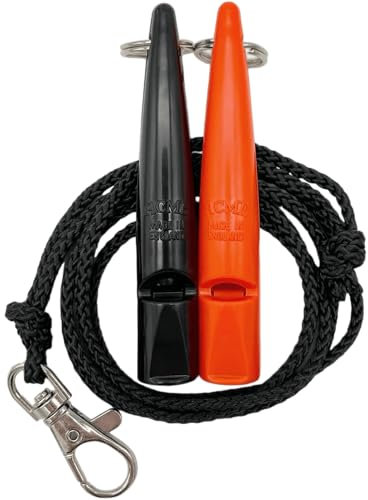 ACME Hundepfeife No. 210,5 mit Pfeifenband | Im Doppelpack | 2 Pfeifen inklusive 2 Bänder | Ideal für den Rückruf - Laut und weitreichend (Black + DG Orange)