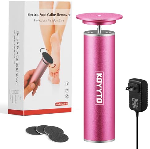 Removedor eléctrico de callos de pies, herramienta giratoria ajustable para eliminar callos, con 60 discos de papel de lija de repuesto, color rosa