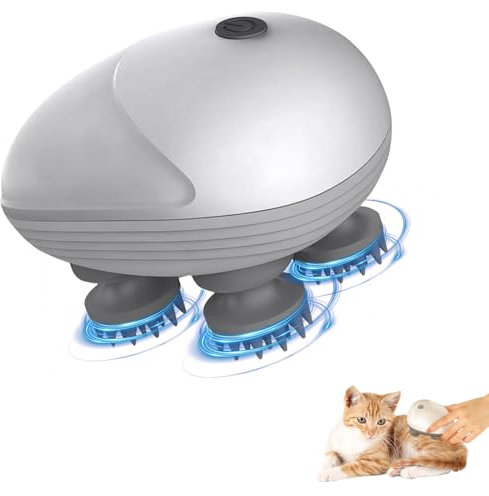 Mineup Elektrisches Kopfmassagegerät, Kopfmassagegerät Elektrisch, Haustier Massagegerät, Kopfhaut Massagebürste, IPX7 Wasserdicht mit 4 Knetköpfen, 3 Modi, Scalp Massager für Körperentspannung