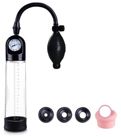 Crysore Pompe à pénis manuelle avec 3 manchons Pompe à pénis à vide Jouets sexuels clairs pour hommes Formation extenseur de pénis (2-generation)