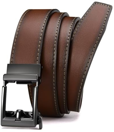 CHAOREN Leather Belts for Men - Mens Dress Belt 1 3/8 Comfort Click - with Adjustable Automatic