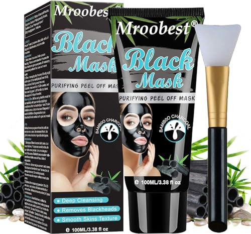 Blackhead Remover Maske, Peel Off Black Mask, Mitesserentfernungsmaske Bambus-Kohle, Extraktionswerkzeug-Kit und Maskenbürste, für Poren Reinigen, Entfernt Mitesser, Öl Kontrolle 100ml