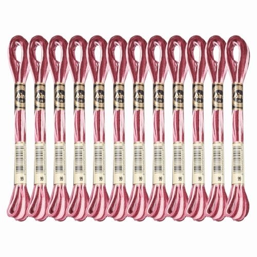 PATIKIL 12 Madejas De Hilo De Bordar, Hilos De Bordar De Poliéster Para Pulseras Para Bordado A Mano Y Punto De Cruz, Rojo Rosa