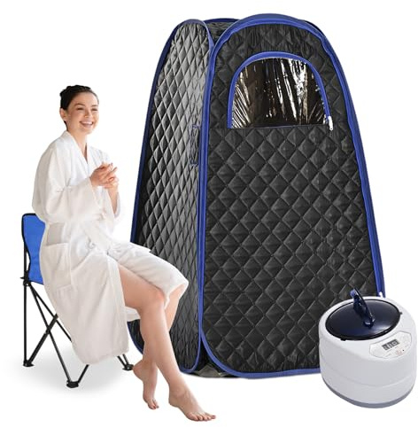 Full Size Portable Steam Sauna Tent, 1000W 2L Home Sauna Steam Home Spa Fast Pop-Up, Detox Therapy with 9 Temperature Settings, Home Use Relaxation and Detox