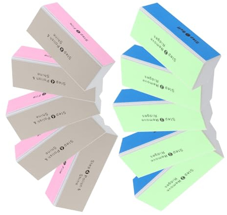 HONMEET 10 Piezas Bloques Pulidores de Uñas Cuatro Caras Amoladoras Profesionales para Manicura Bloques Abrillantadores y Limadores Duraderos para Cuidado Completo de Uñas Casa y Salón