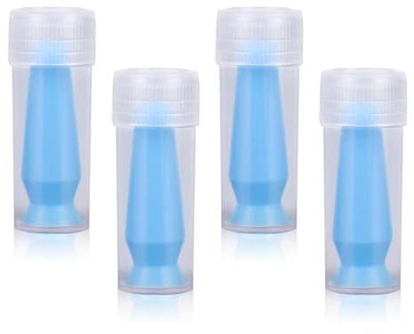 4pcs Scleral Lens Inserter, Ventless Contact Lens Applicator with Individual Box Silicone Plunger for Hard RGP Prosthetic Eyes Comfortable Insertion (Blue)