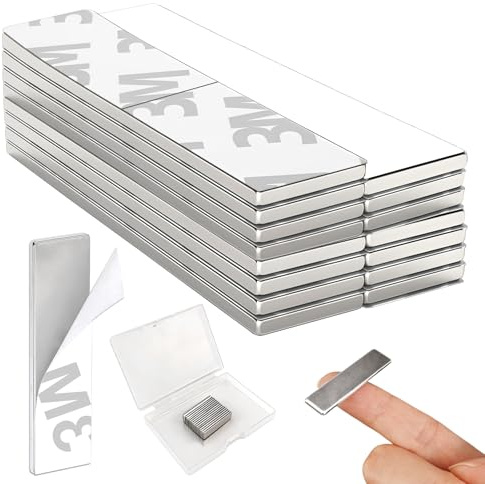 15 Piezas Imanes Adhesivos, 40x10x2mm Imanes Potentes, Rectangulares Imanes Neodimio de Potencia Adhesivos, Imanes de Neodimio Fuertes para Refrigeradores, Fotos, Manualidades