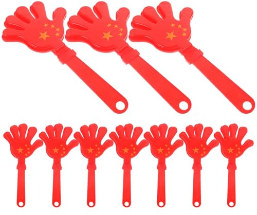 Yardwe 10Pcs 28Cm Hand Clappers Noisemakers with Chinese Flag Design, Loud Noise Makers for Sporting Events, Party Supplies and Festival Cheer Props