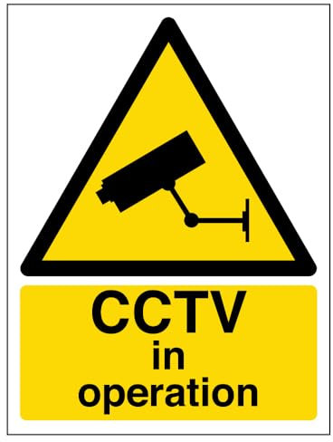 V Safety Warning Cctv In Operation Sign - Portrait - 150mm x 200mm - 1mm Rigid Plastic