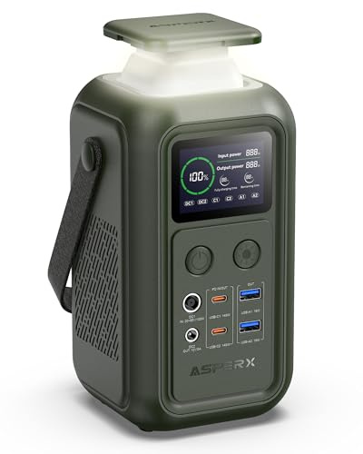 ASPERX Portable Power Station,192Wh 60000mAh LiFePO4 Battery with 200W Output, Dual 140W PD3.1 Fast Charging,Smart Display,DC Laptop Power Bank Station for Outdoor Travel, Camping, Emergency
