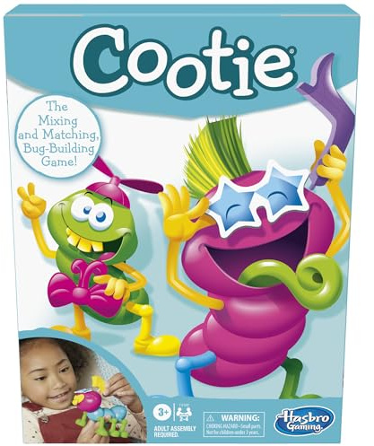 Hasbro Gaming Cootie Mixing and Matching Bug-Building Game | 2-4 Players | Easy Preschool Board Games | Easter Basket Gifts for Boys and Girls| Ages 3+