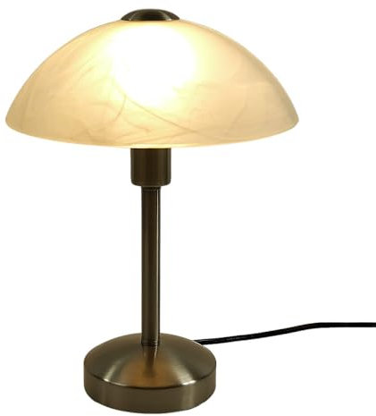 Dapo Glas-Tisch-Leuchte-Lampe MISCHA Metall nickel, Murano-Glas Stil H: 30cm D: 22cm, E14, Wonhzimmer-Nachttisch-Fensterbank-Kommode-Leuchte-Lampe (Nickel)