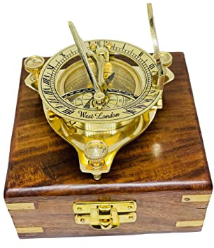 Brújula de latón, reloj de sol, senderismo, camping, viajero, hecho a mano, de latón, regalo vintage coleccionable