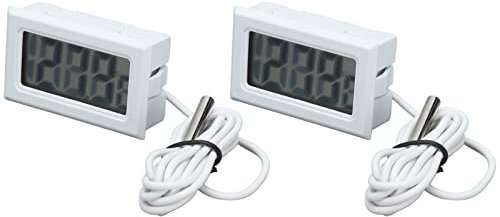 2 Uds Mini Monitor de Temperatura de Termómetro LCD Electrónico Digital con Sonda para Nevera Congelador Acuario (blanco * 2)