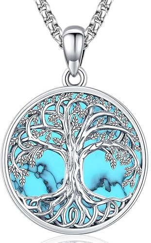Livets trädkedja, 925 sterlingsilver livets träd hänge halsband keltisk knut livets träd smycken gåvor för kvinnor flickor, Sterlingsilver, Ingen ädelsten
