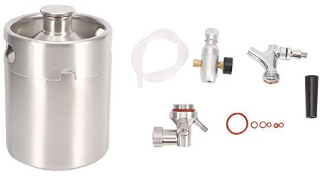 Equipo De Barril De Cerveza De 2L Barril De Cerveza Con Manómetro Kit De Sistema De Barril De Cerveza Casera Barril De Cerveza De Acero Inoxidable Sistema Dispensador De Elaboración De Cerveza Casera