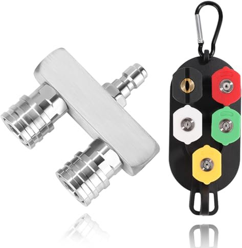 Embouts de Nettoyeur Haute Pression, 2 en 1 Embouts de Buse avec Connecteur Rapide de 0,64cm 4000 PSI et 5 NPT 0,64cm Buses de Pulvérisation de Nettoyeur Haute Pression pour Jardin Béton