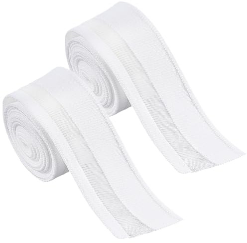 BENECREAT 2 st 87,7 cm stretchtyg med vitt ribb, manschetter med genomskinligt garn, sömnadsmaterial för gör-det-själv sömnad, midjeband, nackband, benarmar, sportkläder, manschettförlängning