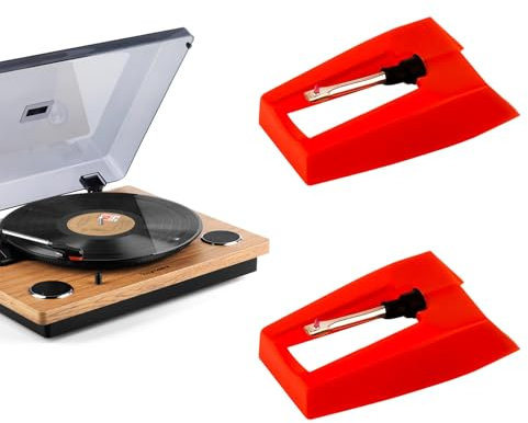 2pcs Record Player Needles,Record Player Needle Replacement,Turntable Replacement Needle,Durable Record Player Needle Replacement Accessories,Compatible with Vinyl Record Player,Phonograph(Red)