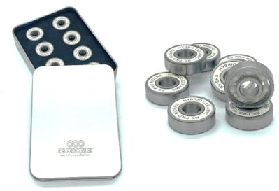 RSProRiders - 8 Pieces of Hybrid Ceramic 608 RS High Performance Bearings and Presentation Tin for Skateboard Trucks Scooters Wheel Roller Skate