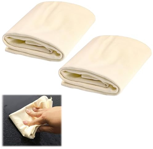 Cfcyhla 2 PCS Chamois Leathers for Cars,Super Absorbent Chamois Leather Cloth for Cars,Soft Ultra Absorbent and Scratch Free for Car Cleaning Cloth, Windows Cloth(30 x 40cm)