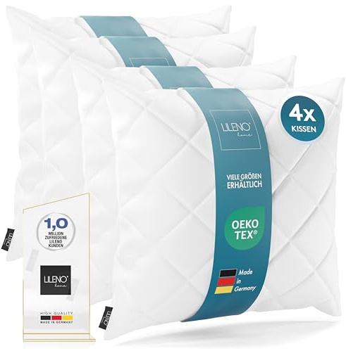 LILENO HOME 4er Set Kissenfüllung 80 x 80 cm - 95°C waschbares Innenkissen geeignet für Allergiker - Polyester Kisseninlet als Couchkissen, Sofa Kissen, Cocktailkissen und Kopfkissen