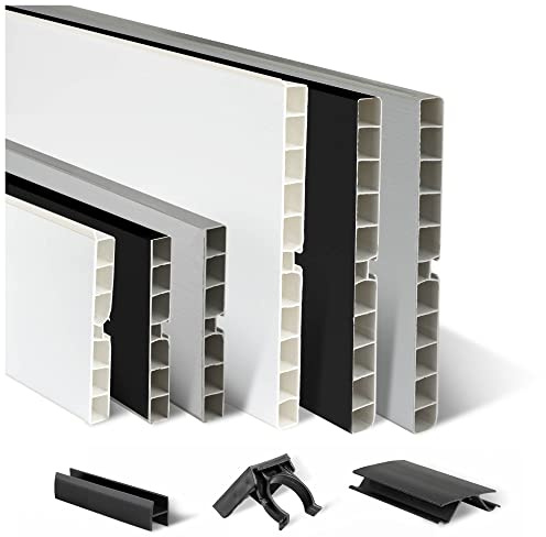 Kitchen Baseboard Trim 100x13mm Aluminium-Look PVC Kickboard with Sealing Lip for Cabinet Finishing and Home Décor Upgrade