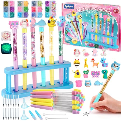 Gudotra Fabrique a Stylo pour Enfants 20 DIY Stylos Personnalisés Kit fabrique a stylo avec 93 Accessories Kit Loisir Creatif Enfant Cadeau Anniversaire pour Fille et Garcon Activité Manuelle Enfants