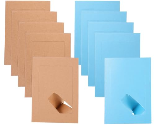 BESTOYARD 10pcs Colorful Paper Picture Frames Cardboard Photo Display Frames with Easel for Desktop and Wall Decoration Crafting Scrapbook Home Office Random Color