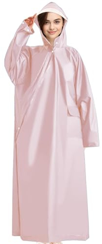 Unisex regnponcho, regnrockjacka | Regnponcho, vattentät unisex poncho med och dragkedjor för enkel åtkomst, helkroppsskydd för utomhusresor, el- och batteribilar, ROSA, XXL