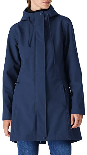 Outdoor Ventures Women's Lightweight Waterproof Fleece Lined Hooded Softshell Rain Jacket, Warm Windbreaker Long Coat