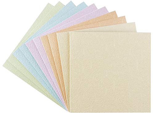 Ideen mit Herz Klappkarten-Set blanko | edel geprägt | 10 Faltkarten (240 g/m²) + 10 weiße Umschläge (120 g/m²) | (PrägungPrag | Pastelltöne, 11 x 11 cm)