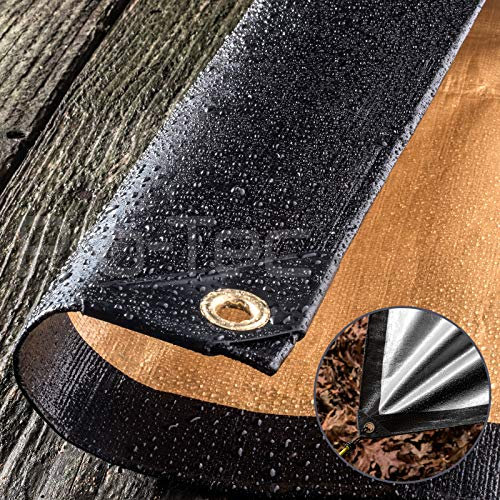 Tarpaulin 200GSM Extra Heavy Duty Builders Waterproof Ground Sheet Cover Black & Gold 8ft x 10ft (2.4m x 3m)