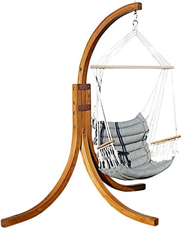 ASS Design Silla Colgante Maly Anudada con tapicería Suave con Estructura de Madera Hecha de alerce Completamente Nav-Maly Agradable Comodidad para Sentarse