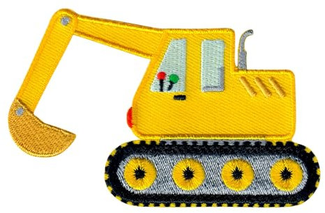 PatchMommy Bagger Patch Aufnäher Applikation zum Aufbügeln Bügelbild Baustellefahrzeuge- für Kleidung Jeans Jacken Kinder Baby