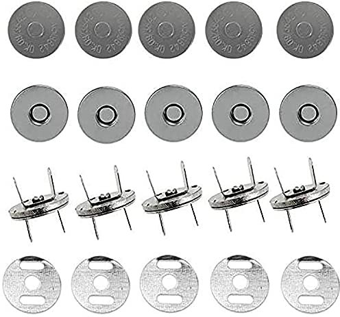 Magnetverschluss,30 PCS Magnetische Druckknöpfe zum Annähen Magnetknöpfe Magnetschließen für Geldbörsen Nähen Handwerk Taschen Kleidung Leder Handwerk Herstellung 18MM Silber
