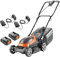 Flymo 36 V UltraStore 340R Akku-Rasenmäher-Set, 2 x 18 V Stromversorgung für alle Akkus und Ladegerät, 34 cm Schnittbreite, gestreifte Rasenoberfläche, geschlossene Kanten, 35 l Grasbox