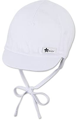 Sterntaler Baby Jungen Schirmmütze Baby Schirmmütze Leinencharakter - Schirmmütze Baby, Baby Mützen - aus Baumwolle - weiß, 39