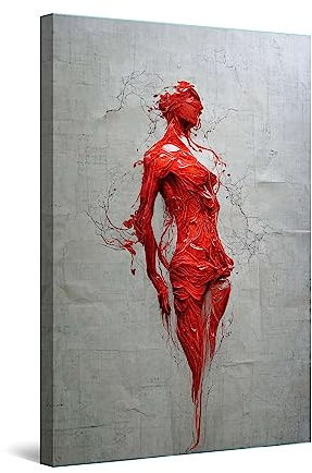 Startonight Quadro su Tela Donna Rossa nell'estratto della Parete, Stampe Incorniciato e Pronta da Appendere Design Moderno Arredamento Arte Fotografia Grande Formato 80 x 120 cm Luminoso al Buio