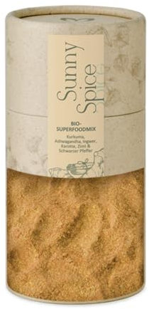 MOTAI NATURALS Bio Superfood Pulver Sunny Spice | Superfood Mix aus Ashwagandha, Ingwer, Zimt, Karotte, Pfeffer, Kurkuma | Smoothiepulver aus 100% natürlichen Zutaten ohne künstliche Zusätze | 200 g
