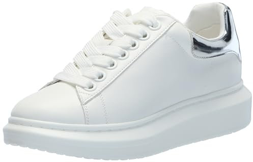 Steve Madden Damen Glacer Sneaker, Weiß/Silber, 38 EU