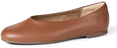 Amazon Essentials Ballerines Plates avec Gants pour Femme, Cuir synthétique Marron Clair, Pointure 38