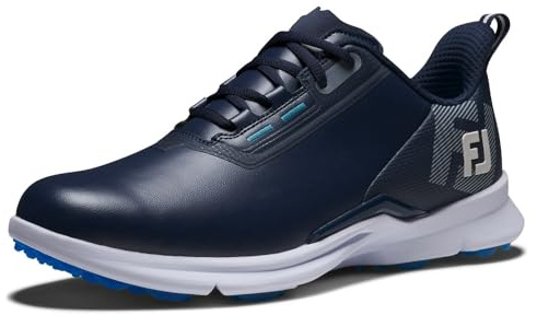 FootJoy Chaussures de Golf Fuel pour Homme, Blanc/Bleu Marine, 44 EU