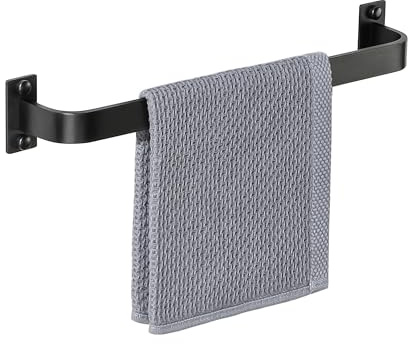 SAYAYO Black Towel Rail Wall Mounted Hand Towel Holder 40CM, Waterproof Single Bathroom Towel Bar for Home Use, Kitchen, Laundry Room